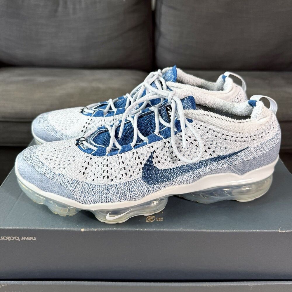 Nike Air VaporMax 2023 Flyknit Pure Platinum Court Blue Men's Size 11.5